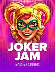 Slot del joker con estilo divertido, colorido y alto contraste.